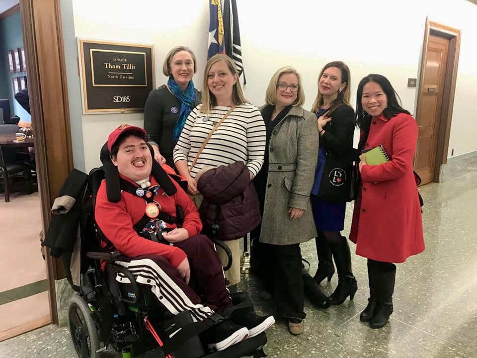 Little Lobbyists pose in front of the office of a U.S. Senator.