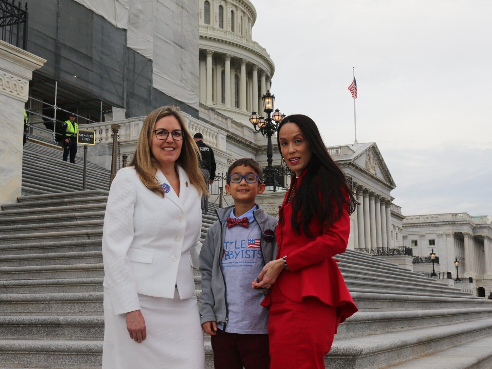 Rep. Wexton with Aire and Walewska in front of the Capitol.