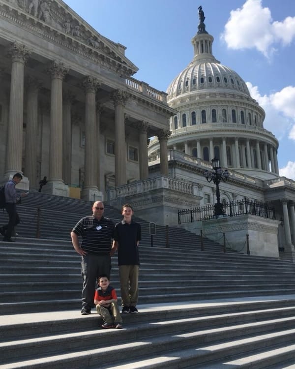 Aiden with his Dad and Brother visiting the Capitol.