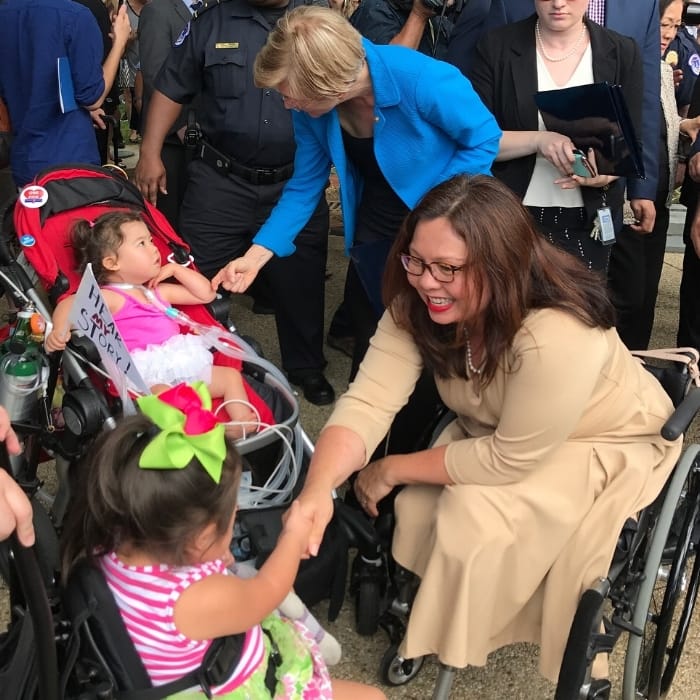 Senators Warren and Duckworth meeting some of the Little Lobbyists. So much love and so much cuteness right there.
